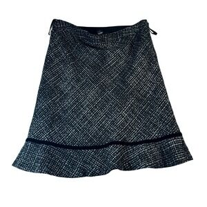 GAP Womens Skirt Size 12 Tweed Black Gray‎ Lined Career Work Office A Line Knee